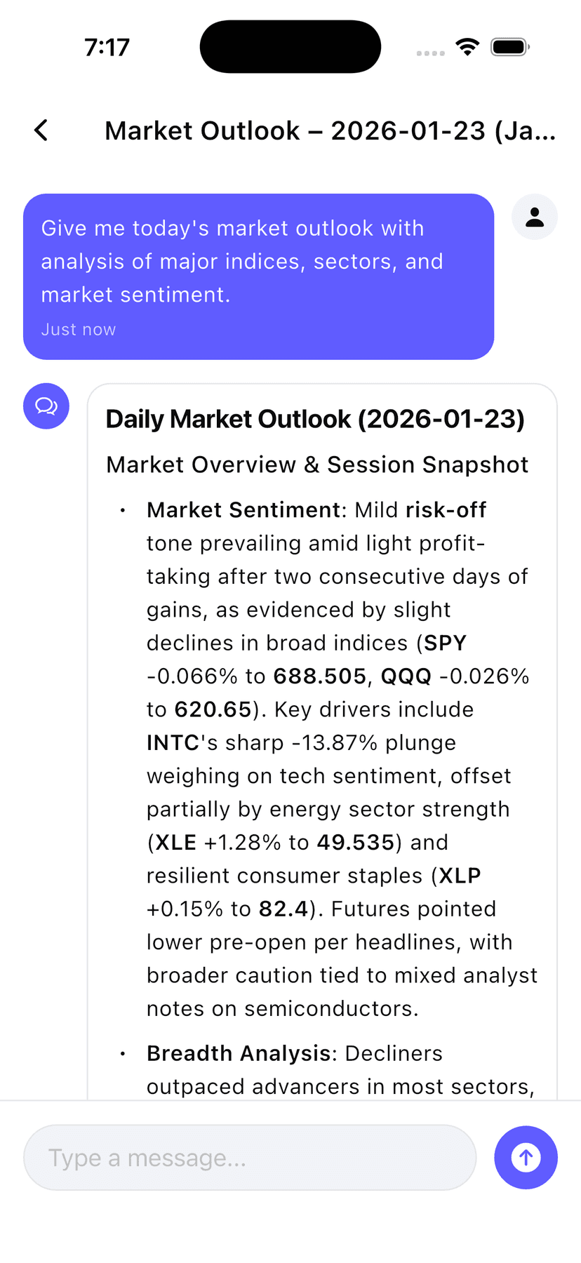 Daily Market Outlook with market sentiment and breadth analysis